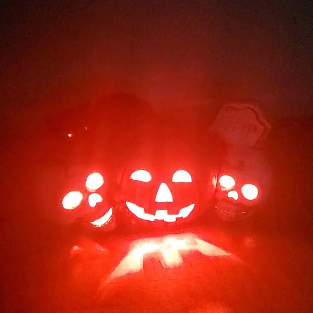 Pumpkin Skull Black Cat Halloween Lamp with Red Light 10